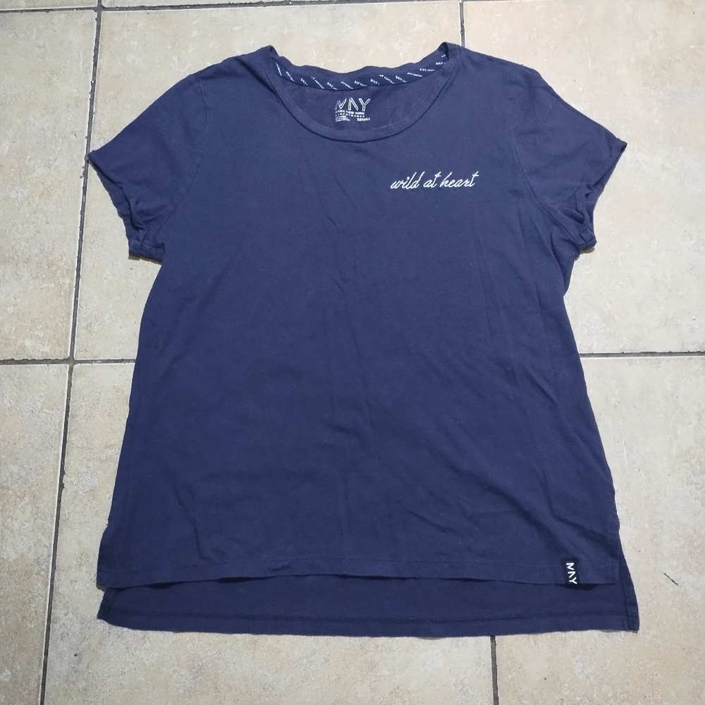 Marc NewYork Performance Women's Blue Embroidered "Wild At Heart" T-Shirt Medium